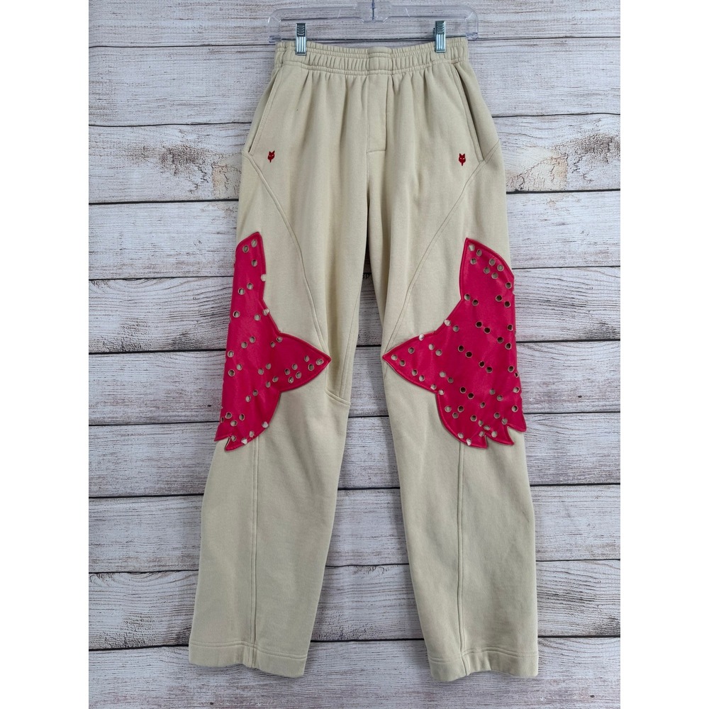 Kiko Kostadinov Sweatpants Womens XS Cream Pink Fox Lab Laser Cut Overlays